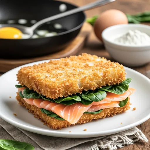 Salmon and Spinach Sandwich Fry