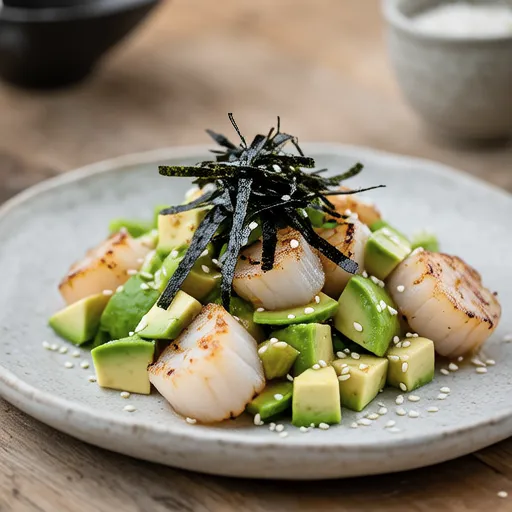Avocado and Scallop with Salted Kombu
