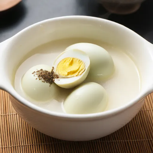 Soupe à la crème aux œufs de caille