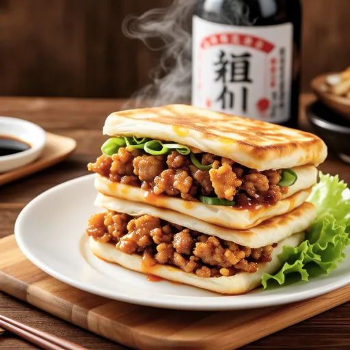 Komatsuna and Meat Stuffed Fried Tofu Sandwich
