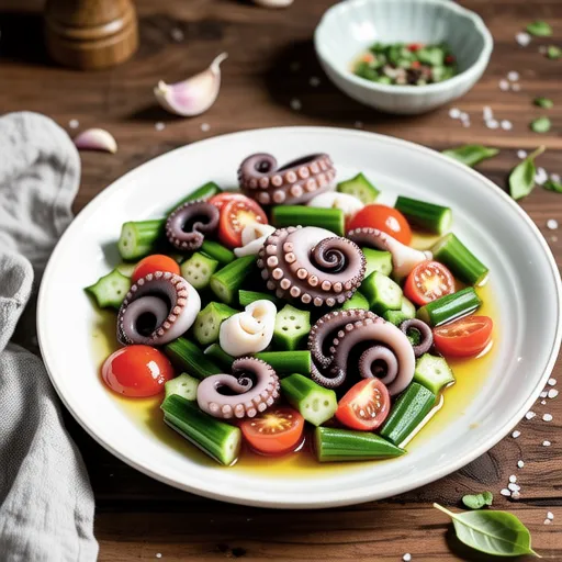 Okra Tomato Octopus Salad