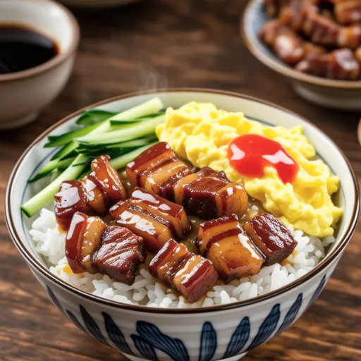 Pork, Chive, and Egg Sweet Vinegar Sauce Rice Bowl