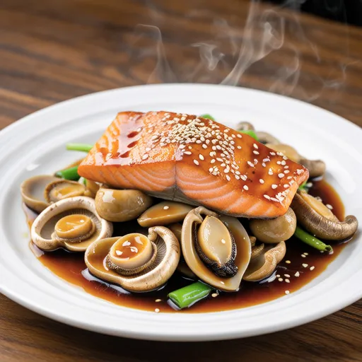 Salmon and King Oyster Mushroom Sesame Miso Stir-fry
