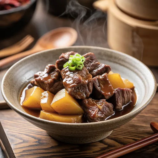 Beef Tendon and Burdock Simmered with Shio Koji