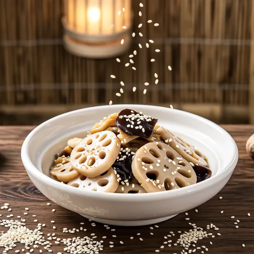 Simple Nutty Mushroom Lotus Root Sesame Salad