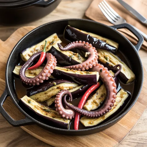 Eggplant and Octopus Ajillo