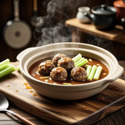 Celery and Meatball Ketchup Stew