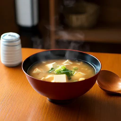 Miso Soup with Brown Enoki Mushrooms and Tofu