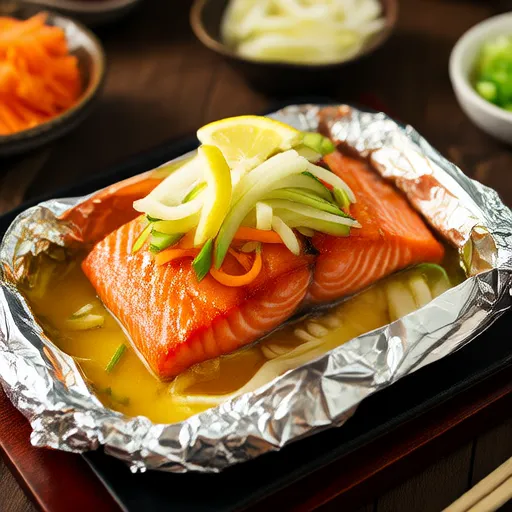 In Folie gebackener Lachs