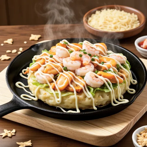 Shrimp and Pollock Roe Okonomiyaki