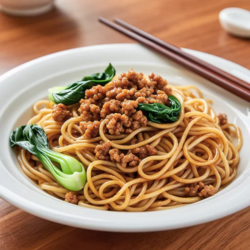 Stir-fried Glass Noodles with Ground Pork and Komatsuna