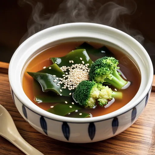 Broccoli and Wakame Sesame Miso Soup