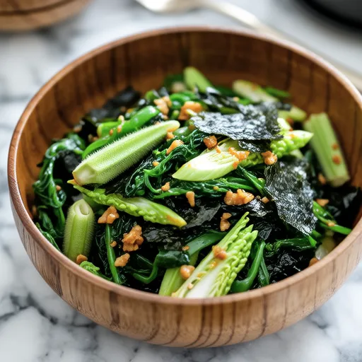 Okra and Cabbage Seaweed Namul
