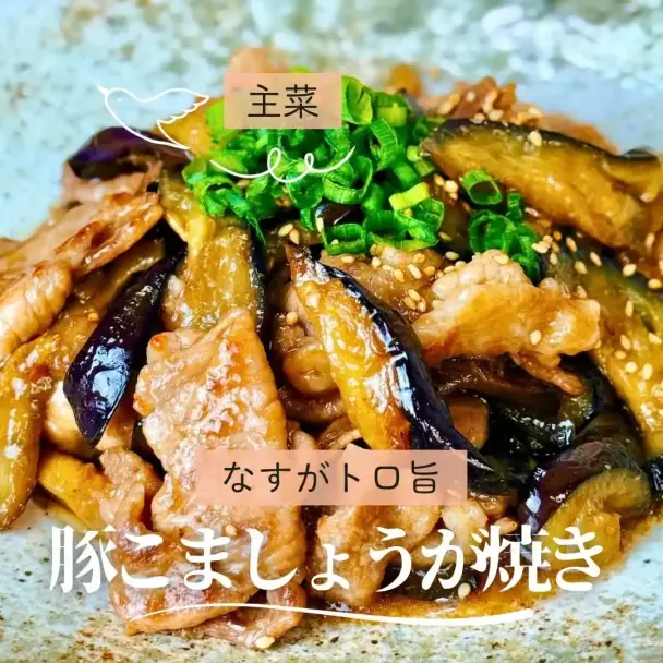 豚こま肉となすの生姜焼き