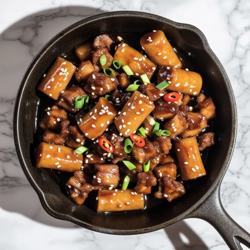 Soy Sauce Stir-fried Rice Cakes with Pork