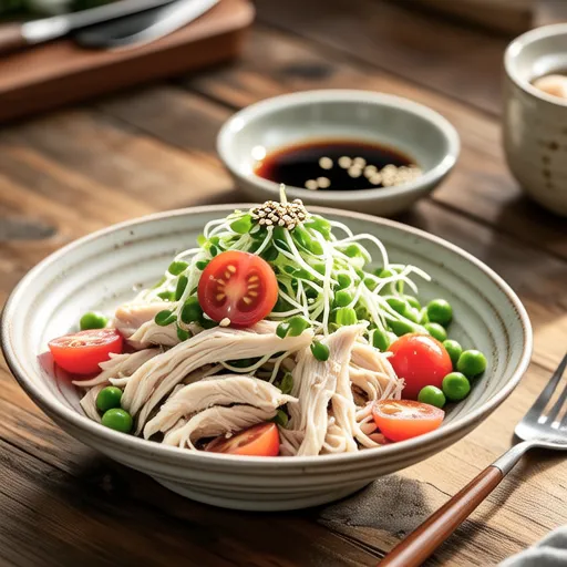 Tomato and Pea Sprout Chicken Salad