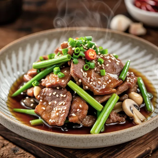 Stir-fried Pork and Pea Shoots with Scallion Salt Sauce