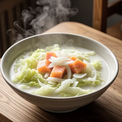 Milk Simmered Cabbage and Salmon