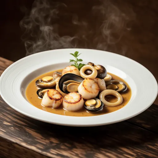 Scallops and King Oyster Mushrooms in Curry Cream Sauce