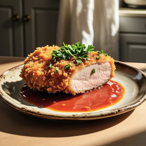 Herb Cheese Pork Cutlet with Tomato Sauce