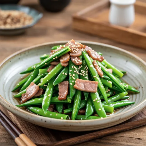 Stir-fried Pea Shoots with Ham and Sesame