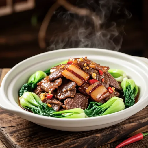 Stir-fried Bok Choy with Beef & Spicy Pork Stir-fry