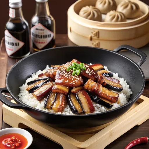 Simple Stir-fried Pork Belly and Eggplant Rice