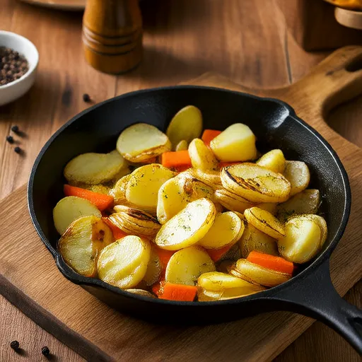 Запеченный лук с картофелем и морковью