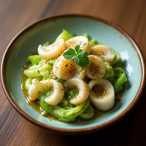 Aori Squid and Wakagi Mustard Miso Salad