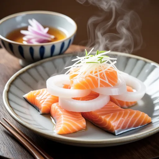 Steamed Salmon and Lotus Root with Ginger