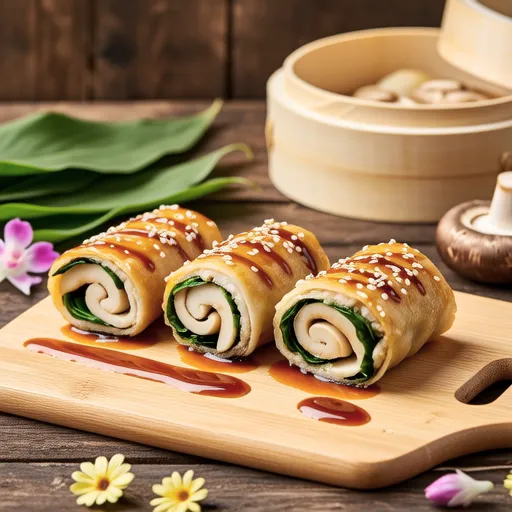 Chicken Rolls with Shiso and Enoki