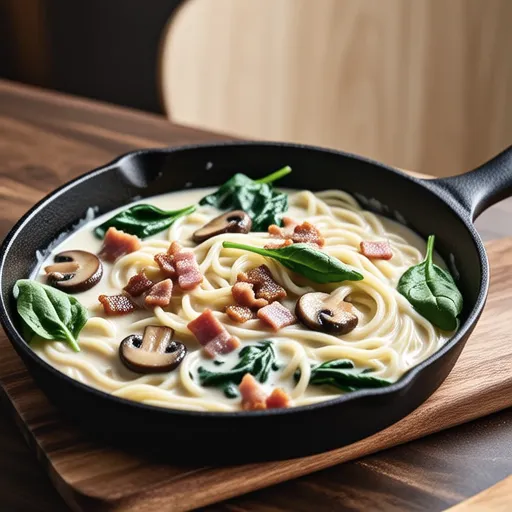 Spinach Bacon Cream Udon