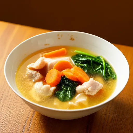 Carrot Soup with Chicken and Spinach