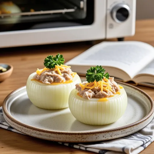Baked New Onion with Tuna Mayo and Cheese
