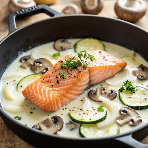 Salmon and Zucchini Cream Stew