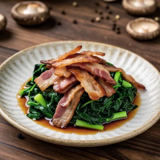 Stir-fried Komatsuna and Bacon with Soy Sauce