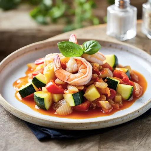 Cold Ratatouille with Shrimp and Zucchini