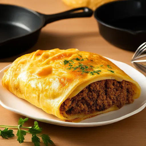 Омлет с грибами и мясом
