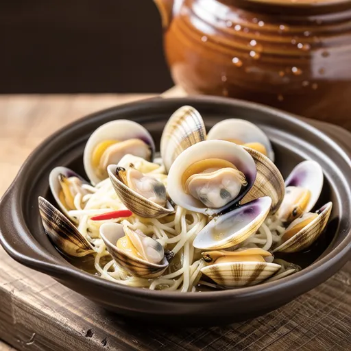 Steamed Clams with Bean Sprouts and Sake