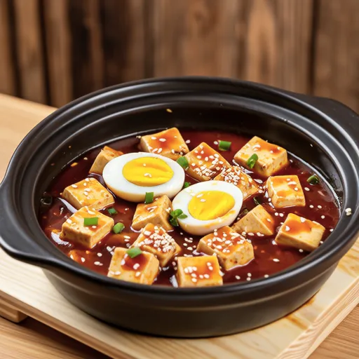 Spicy Braised Tofu with Soft-Boiled Egg