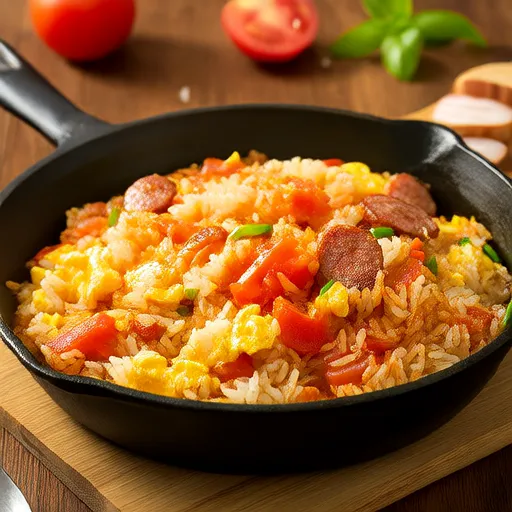 Arroz Frito com Tomate e Ovo