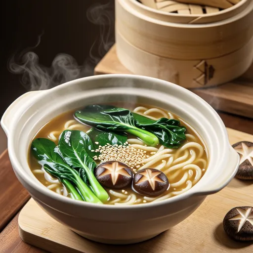 Spinach and Shiitake Vermicelli Soup