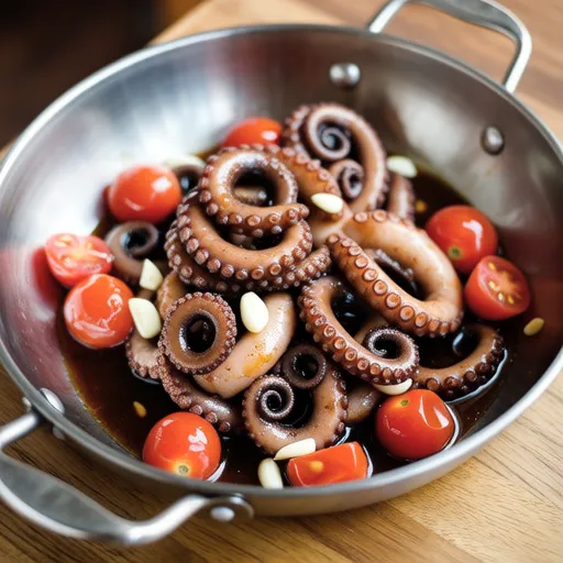 Garlic Stir-fried Octopus and Cherry Tomatoes