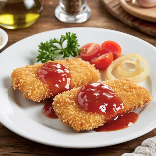 トマトソース付き鰤のフライ