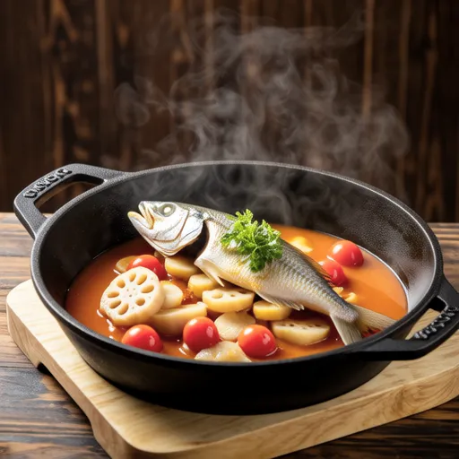 Simmered Tomato Dish with Mackerel and Root Vegetables