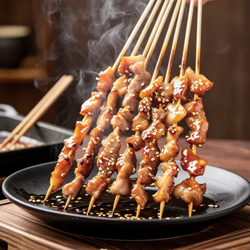 Grilled Chicken Tender Skewers with Miso Sauce