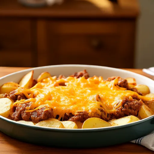Gratin de Pommes de Terre au Bœuf et Saucisses