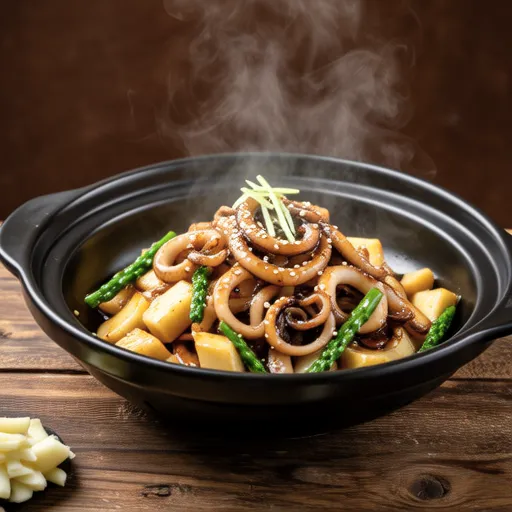 Asparagus and Squid Stir-fry with Miso