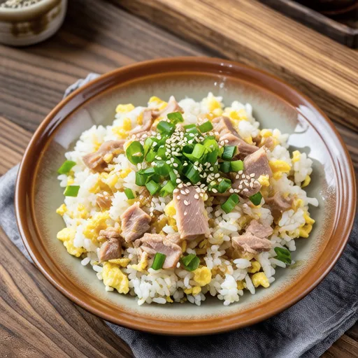 Stir-fried Rice with Tuna and Garlic Scapes
