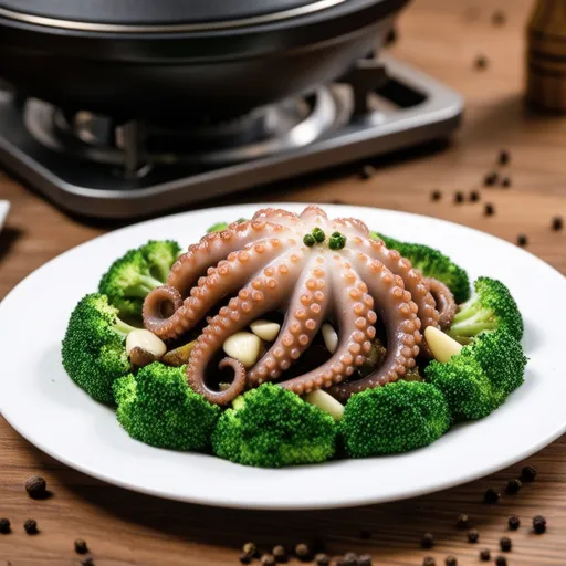 Broccoli and Octopus Anchovy Stir-fry